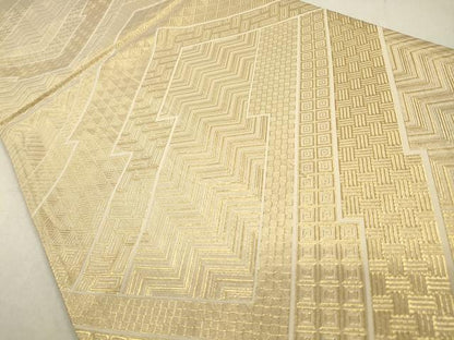 平和屋着物◎佐賀錦　両面　六通柄袋帯　花蝶文　金糸　正絹　逸品　CABA3798qe