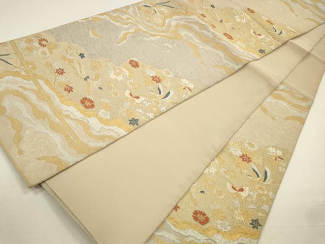 平和屋着物◎六通柄袋帯　道長花鳥文　金銀糸　正絹　逸品　CABA3809qe