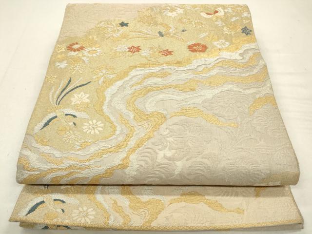 平和屋着物◎六通柄袋帯　道長花鳥文　金銀糸　正絹　逸品　CABA3809qe