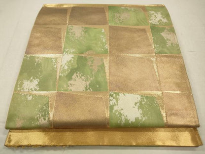 平和屋着物◎六通柄袋帯　石畳文　金糸　引箔　正絹　逸品　CABA3812qe