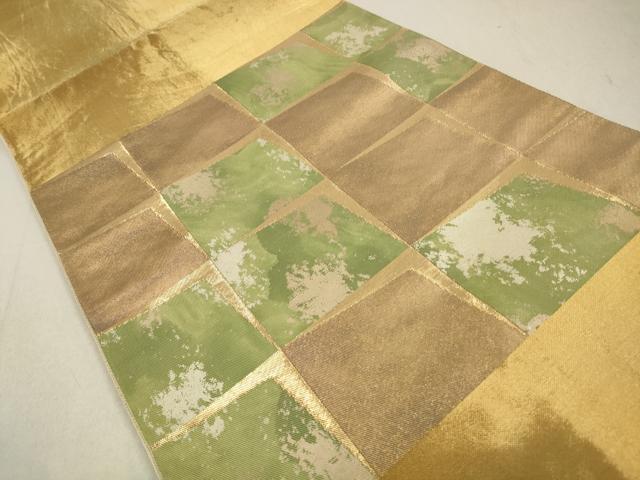 平和屋着物◎六通柄袋帯　石畳文　金糸　引箔　正絹　逸品　CABA3812qe