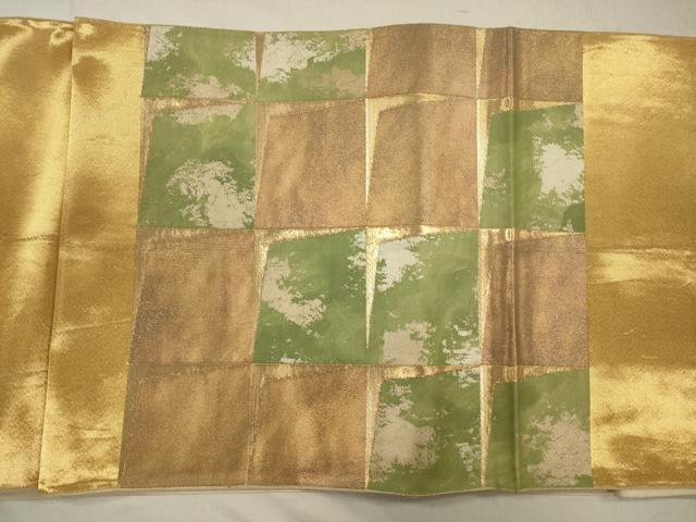平和屋着物◎六通柄袋帯　石畳文　金糸　引箔　正絹　逸品　CABA3812qe