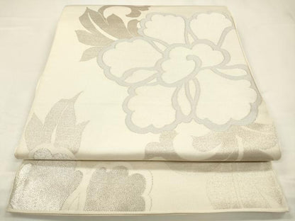 平和屋着物◎六通柄　本袋帯　錦繍光悦錦　草花文　銀糸　正絹　逸品　CABA3824qe