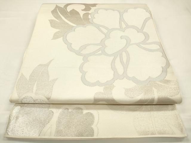 平和屋着物◎六通柄　本袋帯　錦繍光悦錦　草花文　銀糸　正絹　逸品　CABA3824qe