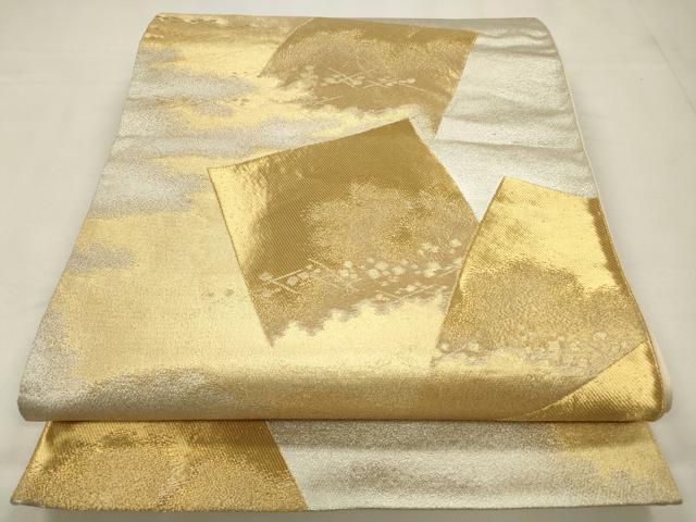 平和屋着物◎六通柄袋帯　絵巻　色紙箔散らし文　金銀糸　正絹　逸品　CABA3829qe