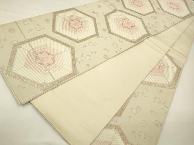 平和屋着物◎六通柄袋帯　唐織　亀甲花文　金銀糸　正絹　逸品　CABA3840qe