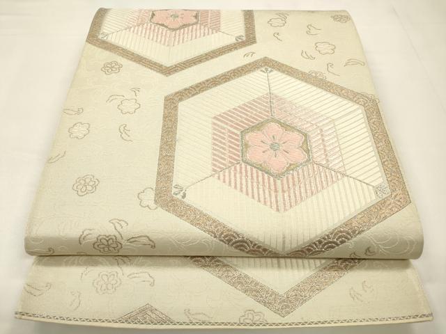 平和屋着物◎六通柄袋帯　唐織　亀甲花文　金銀糸　正絹　逸品　CABA3840qe