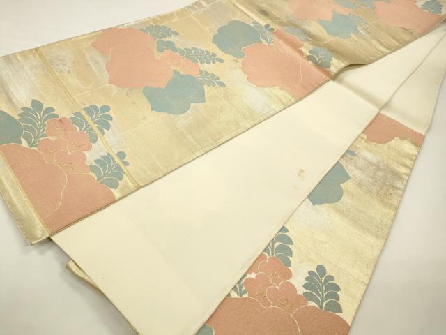 平和屋着物◎六通柄袋帯　草花文　桐　金銀糸　正絹　逸品　CABA3842qe