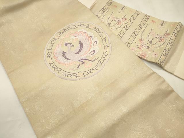 平和屋着物◎九寸名古屋帯 唐織 鳳凰文 銀糸 引箔 正絹 逸品 CABA3850qe