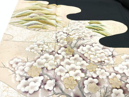 平和屋着物■豪華駒刺繍　枝梅文　正絹　逸品　CABA4029xe