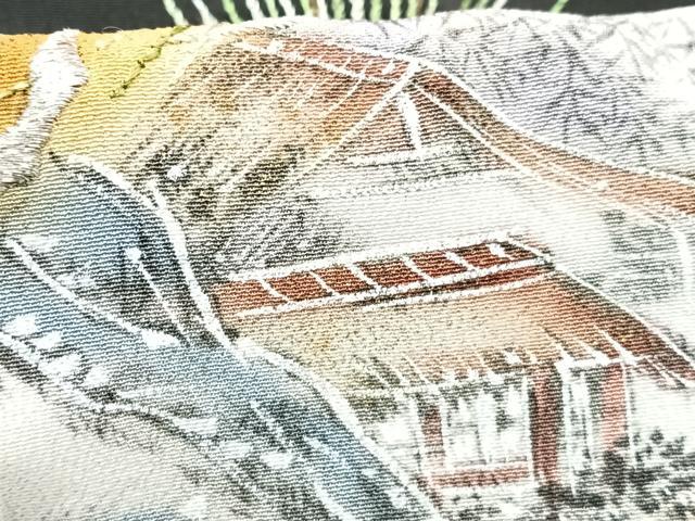 平和屋着物■豪華黒留袖 刺繍 風景枝松文 正絹 逸品 CABA4030xe