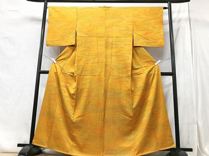 平和屋着物■上質な小紋　流水文　金茶色　暈し染め　正絹　逸品　CABA4181xe