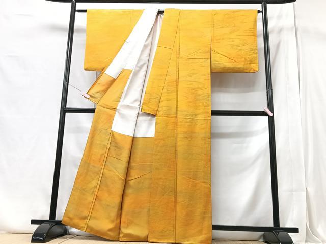 平和屋着物■上質な小紋　流水文　金茶色　暈し染め　正絹　逸品　CABA4181xe