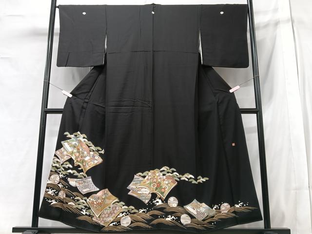 平和屋着物■豪華黒留袖　作家物　冊子吉祥花文　松竹梅　金彩　正絹　逸品　CABF5185xe