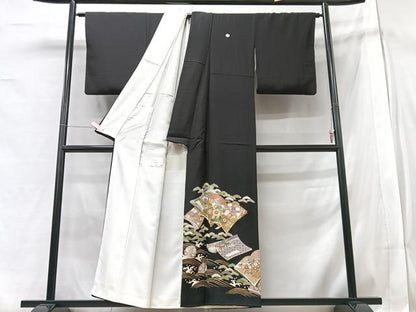 平和屋着物■豪華黒留袖　作家物　冊子吉祥花文　松竹梅　金彩　正絹　逸品　CABF5185xe