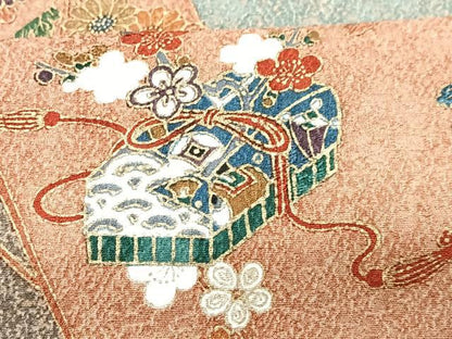 平和屋着物■上質な小紋　文箱花文　金彩　正絹　逸品　CABA4384xe