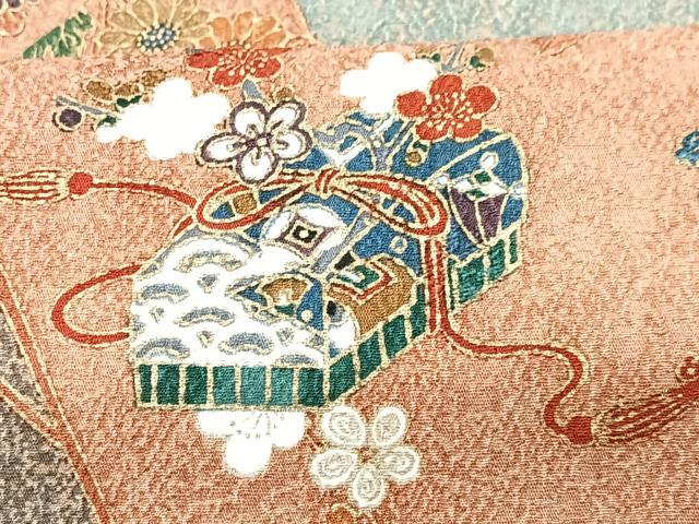 平和屋着物■上質な小紋　文箱花文　金彩　正絹　逸品　CABA4384xe