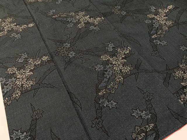 平和屋着物●本場大島紬 7マルキ 雪芝花文 正絹 逸品 CABA4402vp