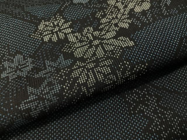 平和屋着物●本場大島紬 7マルキ 雪芝花文 正絹 逸品 CABA4402vp