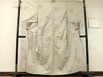 平和屋着物●本場白大島紬 7マルキ 草花文 正絹 逸品 CABA4406vp