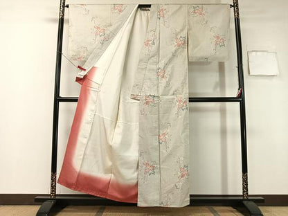 平和屋着物●本場白大島紬 7マルキ 草花文 正絹 逸品 CABA4406vp
