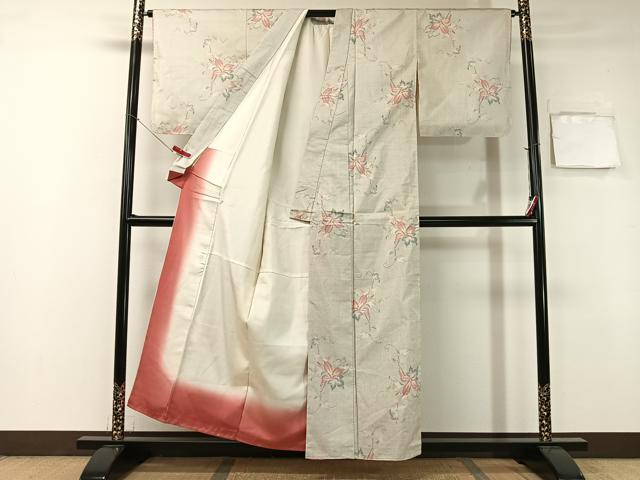 平和屋着物●本場白大島紬 7マルキ 草花文 正絹 逸品 CABA4406vp