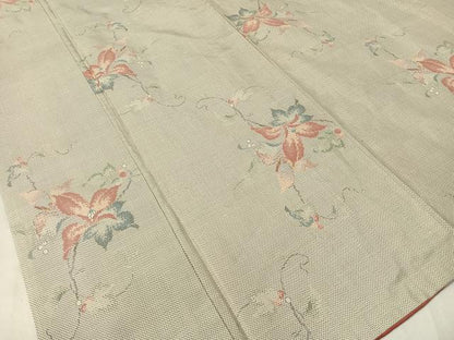 平和屋着物●本場白大島紬 7マルキ 草花文 正絹 逸品 CABA4406vp