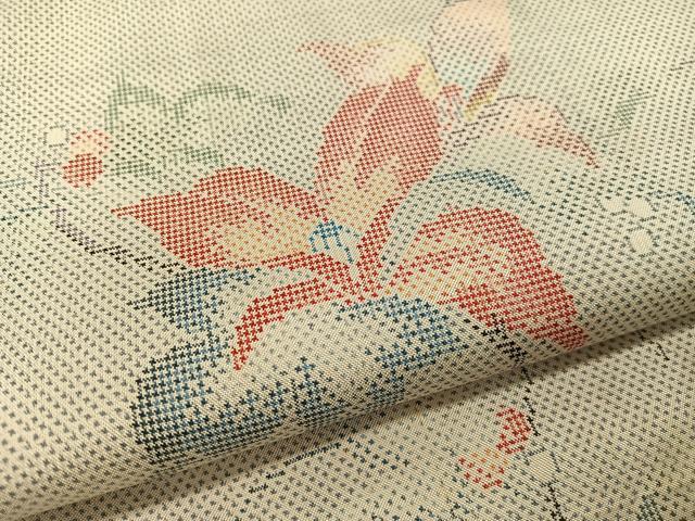 平和屋着物●本場白大島紬 7マルキ 草花文 正絹 逸品 CABA4406vp