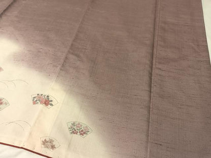 平和屋着物●訪問着　紬地　手描き　地紙花文　正絹　逸品　CABA4410vp