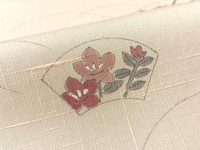 平和屋着物●訪問着　紬地　手描き　地紙花文　正絹　逸品　CABA4410vp