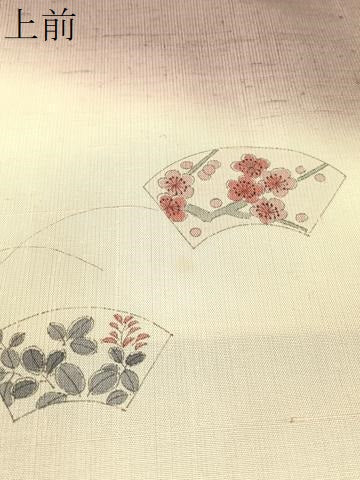 平和屋着物●訪問着　紬地　手描き　地紙花文　正絹　逸品　CABA4410vp