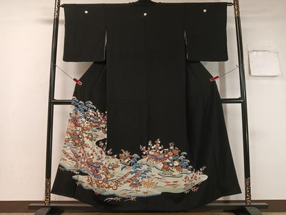 平和屋着物■豪華黒留袖 友禅 御所解文 正絹 逸品 CABA4469vp