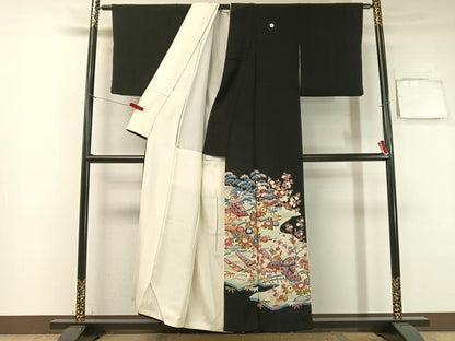 平和屋着物■豪華黒留袖 友禅 御所解文 正絹 逸品 CABA4469vp
