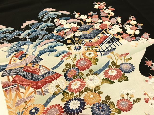 平和屋着物■豪華黒留袖 友禅 御所解文 正絹 逸品 CABA4469vp