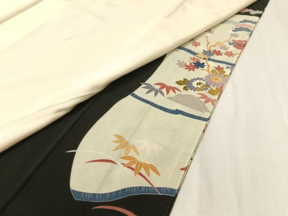 平和屋着物■豪華黒留袖 友禅 御所解文 正絹 逸品 CABA4469vp