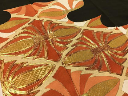平和屋着物■豪華黒留袖　駒刺繍　束ね熨斗菱文　金彩　正絹　逸品　CABA4529vp