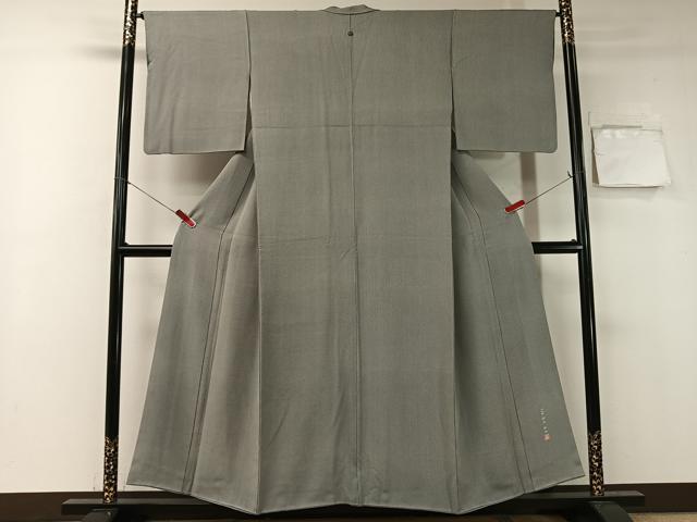 平和屋着物●小紋師　鈴木秋治　江戸小紋　万筋　乳白色×藍墨茶色　正絹　逸品　CABA4631vp