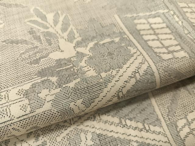 平和屋着物●本場大島紬　白大島　9マルキ　風景花文　正絹　逸品　CABA4641vp