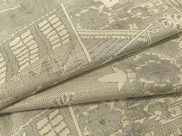 平和屋着物●本場大島紬　白大島　9マルキ　風景花文　正絹　逸品　CABA4641vp