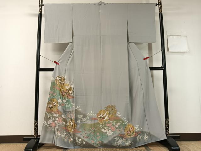 平和屋着物●豪華色留袖　駒刺繍　雪輪花鳥文　暈し染め　正絹　逸品　CABA4645vp