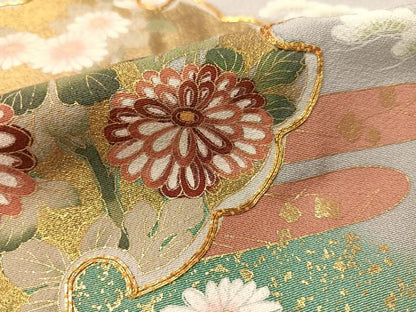 平和屋着物●豪華色留袖　駒刺繍　雪輪花鳥文　暈し染め　正絹　逸品　CABA4645vp
