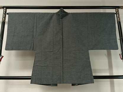 平和屋着物●男性　紬　アンサンブル　墨色　正絹　逸品　CABA4649vp