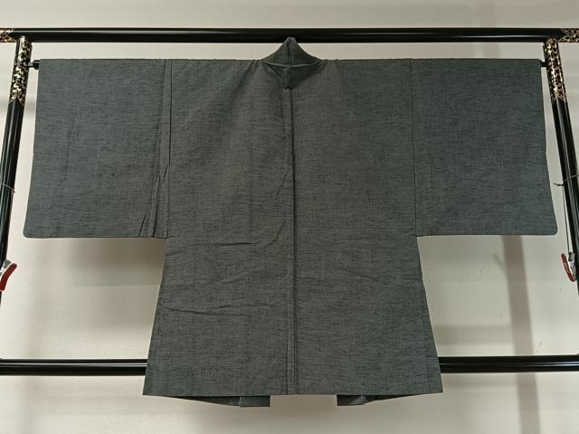 平和屋着物●男性　紬　アンサンブル　墨色　正絹　逸品　CABA4649vp