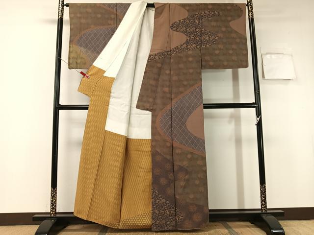 平和屋着物●小紋師　鷲津芳雄　訪問着　道長吉祥花鳥文　金彩　正絹　逸品　CABA4654vp