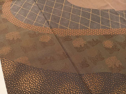 平和屋着物●小紋師　鷲津芳雄　訪問着　道長吉祥花鳥文　金彩　正絹　逸品　CABA4654vp