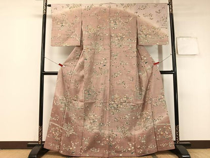 平和屋着物●染織の名門　しょうざん  生紬　訪問着　流水楽器花文　金彩　正絹　逸品　CABA4678vp