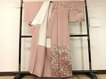 平和屋着物●訪問着　友禅　枝花文　暈し染め　正絹　逸品　CABA4688vp