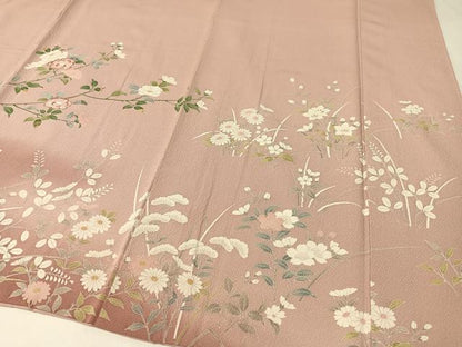 平和屋着物●訪問着　友禅　枝花文　暈し染め　正絹　逸品　CABA4688vp