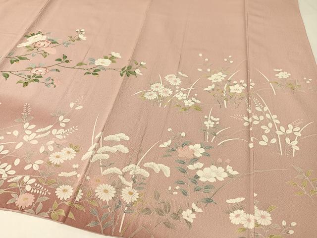 平和屋着物●訪問着　友禅　枝花文　暈し染め　正絹　逸品　CABA4688vp