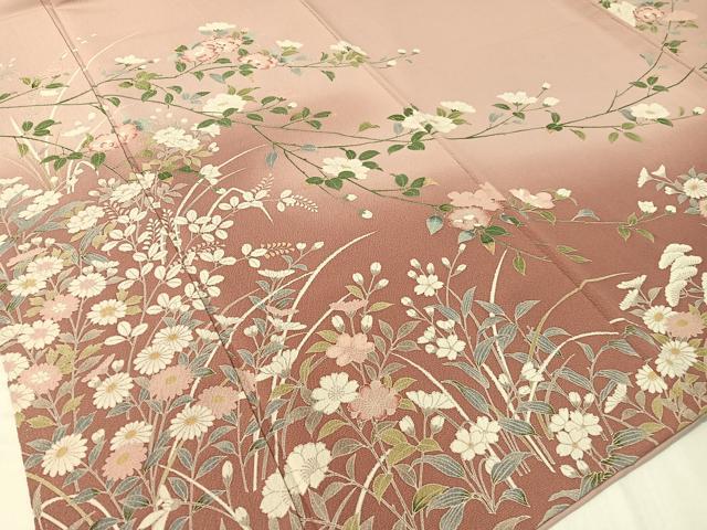 平和屋着物●訪問着　友禅　枝花文　暈し染め　正絹　逸品　CABA4688vp